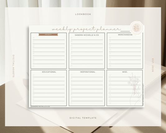 Minimalist Weekly Project Planner (Digital Template)